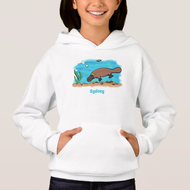 Cute platypus swimming cartoon  (Front)