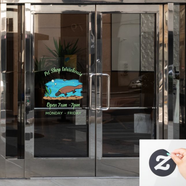 Cute platypus swimming cartoon (Office Door)