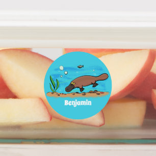 Cute platypus swimming cartoon