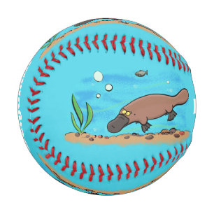 Cute platypus swimming cartoon baseball