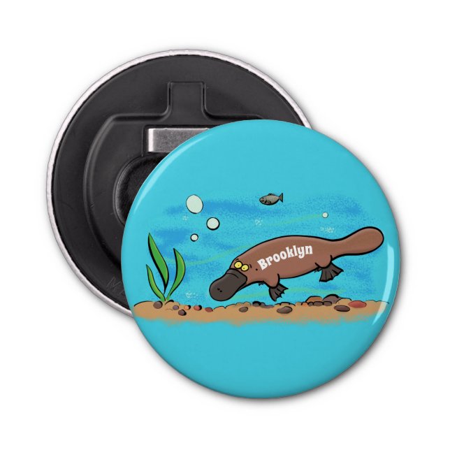 Cute platypus swimming cartoon bottle opener (Front)