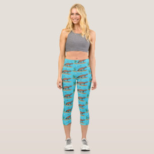 Cute platypus swimming cartoon capri leggings