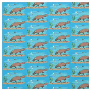 Cute platypus swimming cartoon fabric