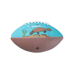 Cute platypus swimming cartoon football