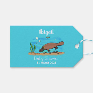 Cute platypus swimming cartoon gift tags