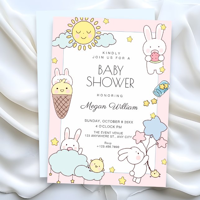 Cute playful baby shower invitation (Creator Uploaded)
