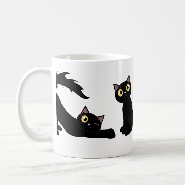 Cute Playful Black Cat Series Coffee Mug (Left)
