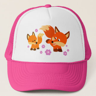 Cute Playful Cartoon Foxes Hat