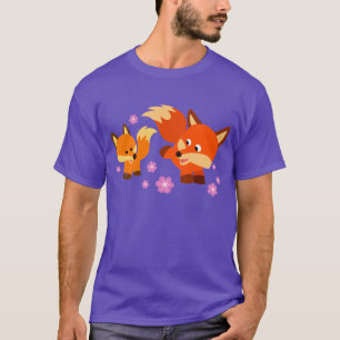 Cute Playful Cartoon Foxes T-Shirt