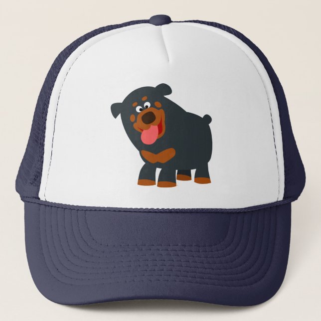 Cute Playful Cartoon Rottweiler Hat (Front)