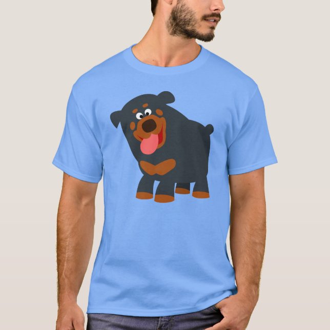 Cute Playful Cartoon Rottweiler T-Shirt (Front)