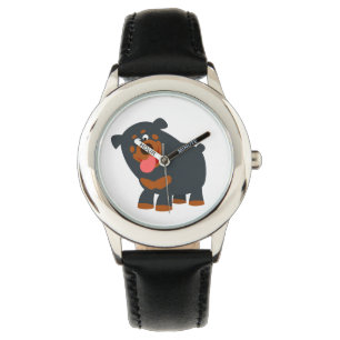 Cute Playful Cartoon Rottweiler Watch
