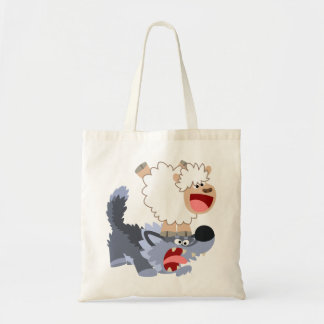 Cute Playful Cartoon Sheep and Wolf Bag
