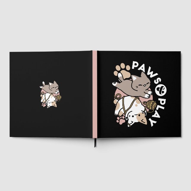 Cute Playful Cats Design – Fun Paws and Play Art Guest Book (Full)