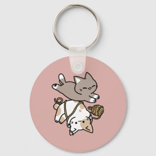 Cute Playful Cats Design – Fun Paws and Play Art Key Ring