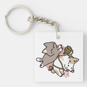 Cute Playful Cats Design – Fun Paws and Play Art Key Ring