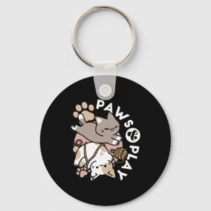 Cute Playful Cats Design – Fun Paws and Play Art Key Ring