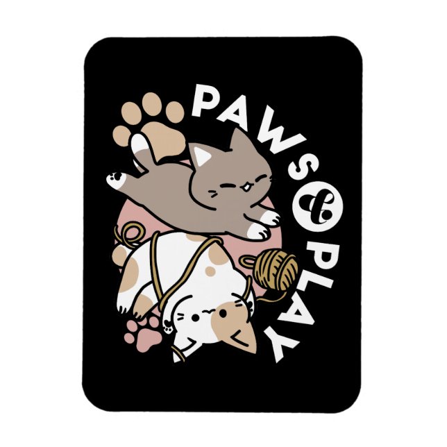 Cute Playful Cats Design – Fun Paws and Play Art Magnet (Vertical)