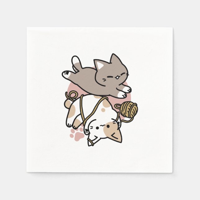 Cute Playful Cats Design – Fun Paws and Play Art Napkin (Front)