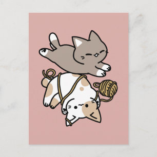 Cute Playful Cats Design – Fun Paws and Play Art Postcard
