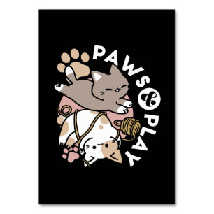 Cute Playful Cats Design – Fun Paws and Play Art Table Number