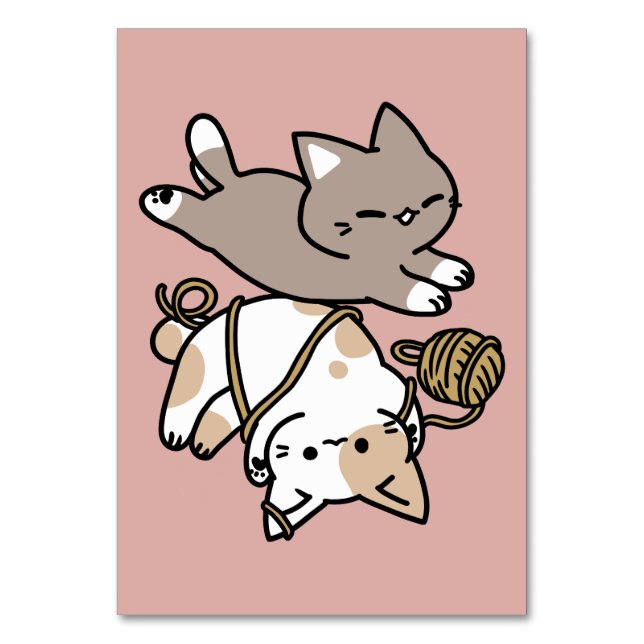 Cute Playful Cats Design – Fun Paws and Play Art Table Number (Front)