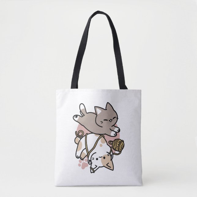 Cute Playful Cats Design – Fun Paws and Play Art Tote Bag (Front)