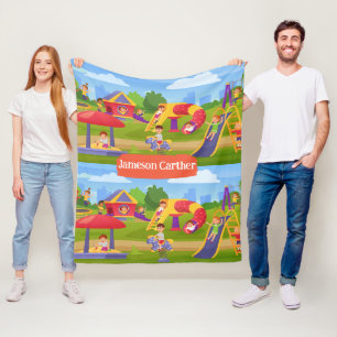 Cute Playful Colourful Kids' Playground Fleece Blanket