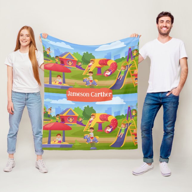 Cute Playful Colourful Kids' Playground Fleece Blanket (In Situ)