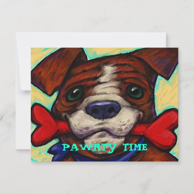 CUTE & PLAYFUL DOG PAWRTY PARTY INVITE INVITATION (Front)