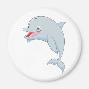 Cute Playful Dolphin Cartoon Magnet