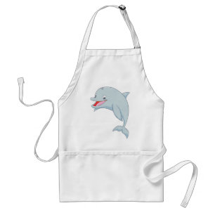 Cute Playful Dolphin Cartoon Standard Apron