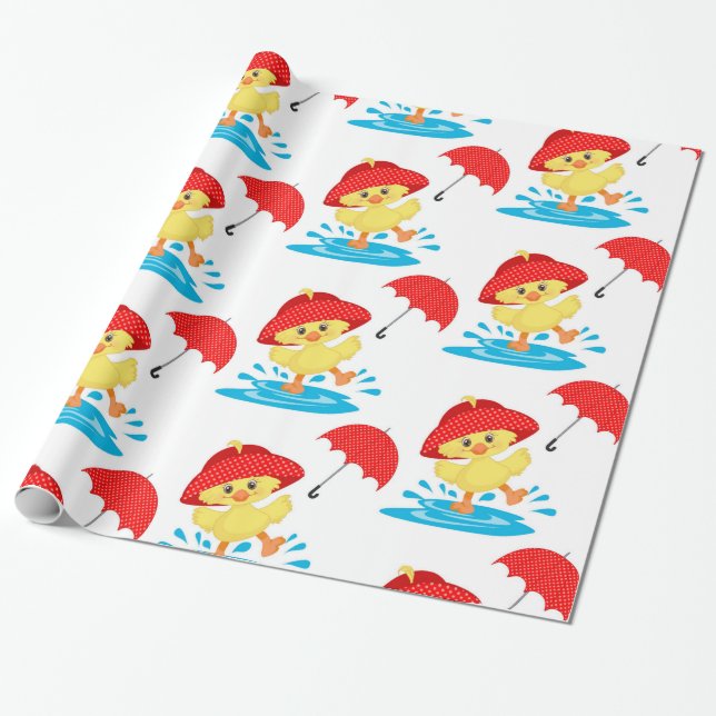 Cute Playful Ducks  Wrapping Paper (Unrolled)
