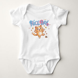Cute Playful Ginger Cat "Nice Day" Baby Bodysuit