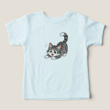 Cute Playful Grey Tabby Cat Toddler T-Shirt