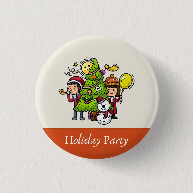 Cute Playful Hand Drawn Holiday Party Christmas  3 Cm Round Badge (Front)