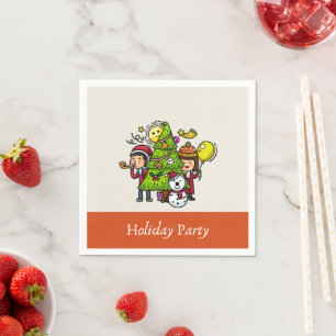 Cute Playful Hand Drawn Holiday Party Christmas  Napkin