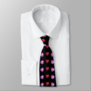 Cute Playful Hearts on BLACK Tie