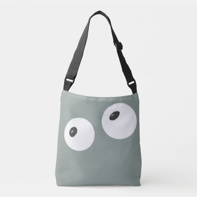  cute, playful, kind white eyes with black pupils crossbody bag (Front)