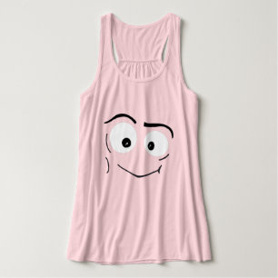 cute, playful, kind white eyes with black pupils singlet