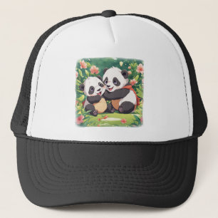 Cute Playful Little Pandas - Anime Style Trucker Hat