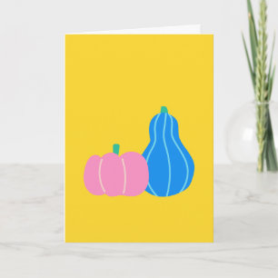 Cute Playful Pumpkin and Gourd Art in Yellow  Note Card