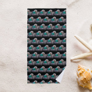 Cute Playful Sea Otters Pattern Beach Towel