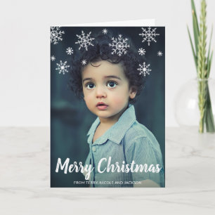 Cute Playful Snowflakes Photo Modern Christmas Holiday Card