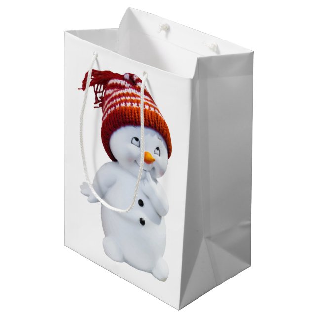 CUTE PLAYFUL SNOWMAN MEDIUM GIFT BAG (Front Angled)