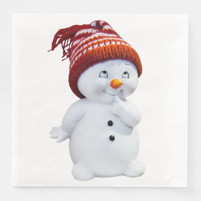 CUTE PLAYFUL SNOWMAN NAPKIN (Front)