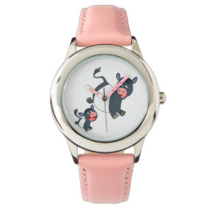Cute Playing Belted Galloway Cow & Calf Watch