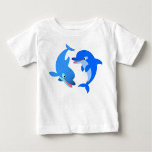 Cute Playing Cartoon Dolphins Baby T-Shirt