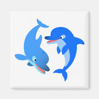 Cute Playing Cartoon Dolphins Magnet