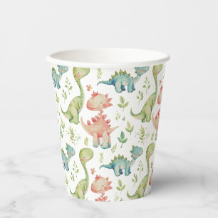 Cute playing dinosaurs kids birthday paper cups